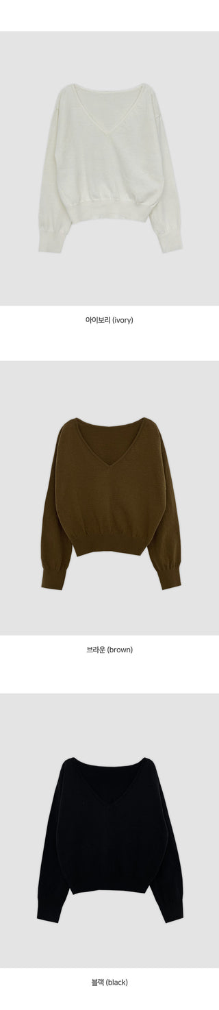 Labuan V neck Crop Long Sleeve Knit