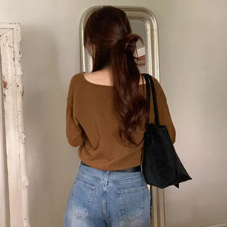 Labuan V neck Crop Long Sleeve Knit