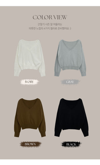 Labuan V neck Crop Long Sleeve Knit