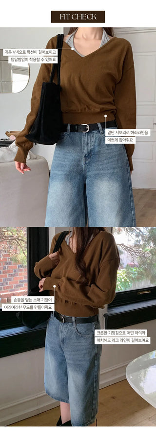 Labuan V neck Crop Long Sleeve Knit