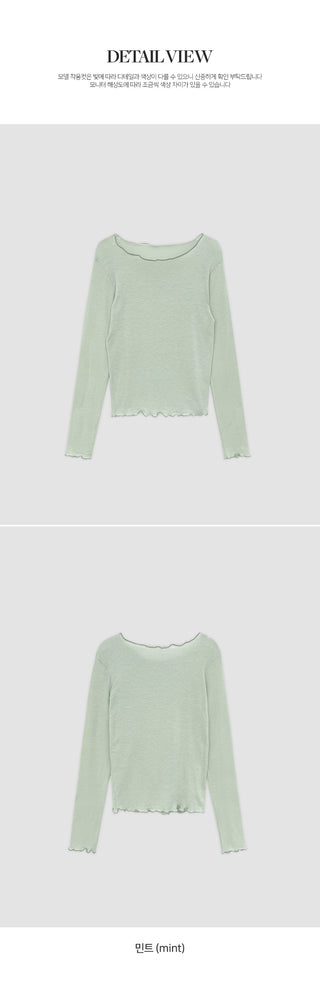 Blenin Wool Lyocell Wavy Long Sleeve T shirt