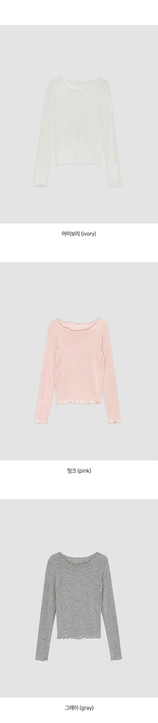 Blenin Wool Lyocell Wavy Long Sleeve T shirt