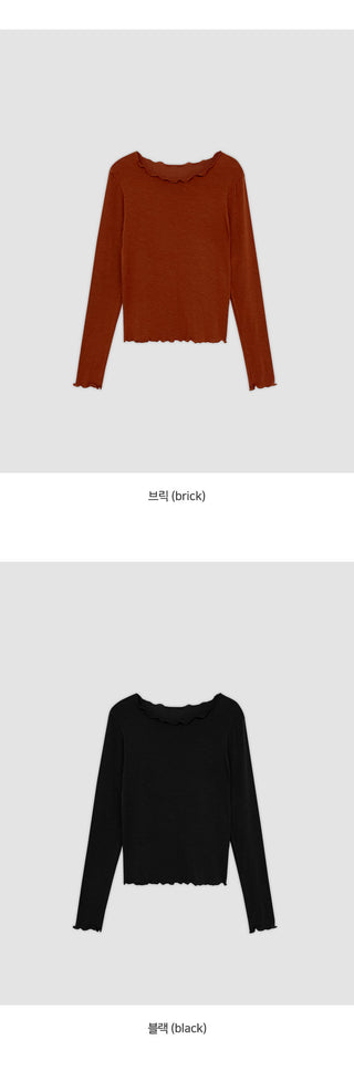 Blenin Wool Lyocell Wavy Long Sleeve T shirt