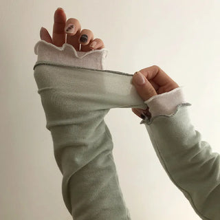 Blenin Wool Lyocell Wavy Long Sleeve T shirt