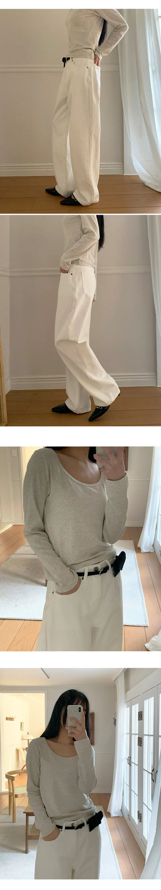Claw Brushed Semi Wide Cotton Pants