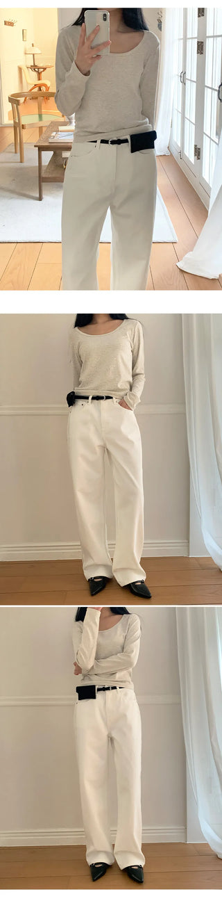 Claw Brushed Semi Wide Cotton Pants
