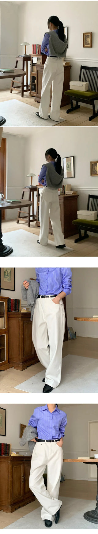 Claw Brushed Semi Wide Cotton Pants