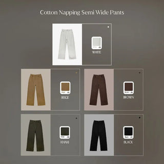 Claw Brushed Semi Wide Cotton Pants