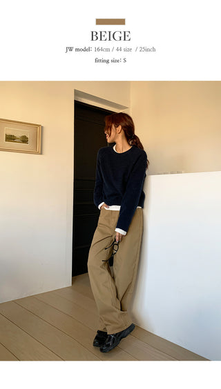 Claw Brushed Semi Wide Cotton Pants