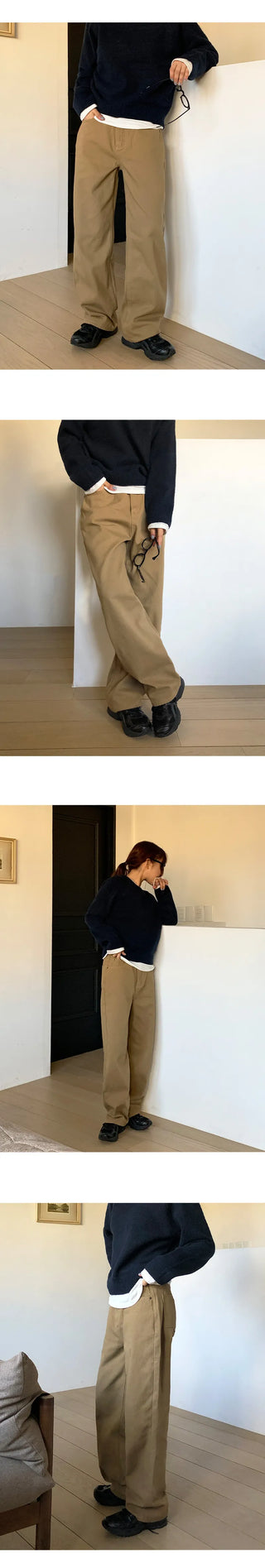Claw Brushed Semi Wide Cotton Pants