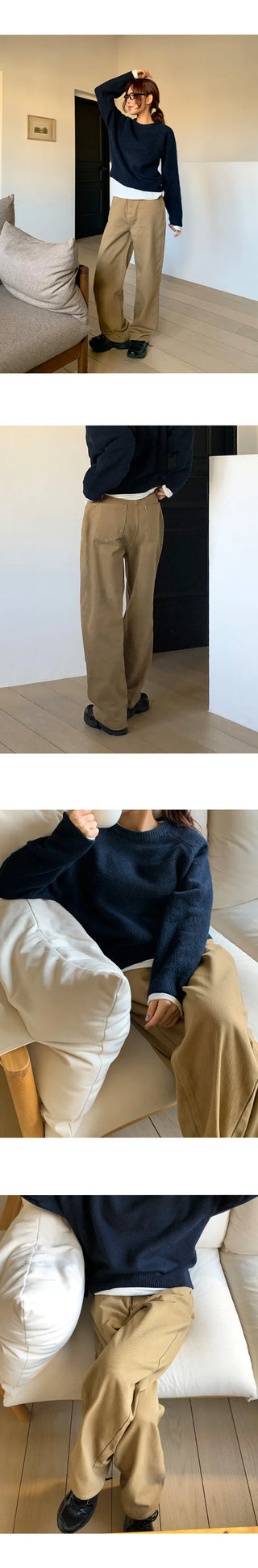 Claw Brushed Semi Wide Cotton Pants