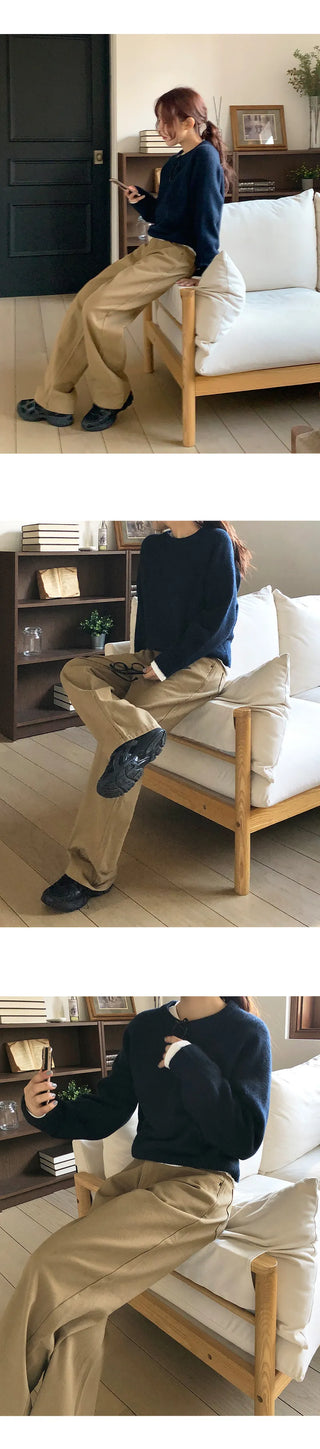 Claw Brushed Semi Wide Cotton Pants