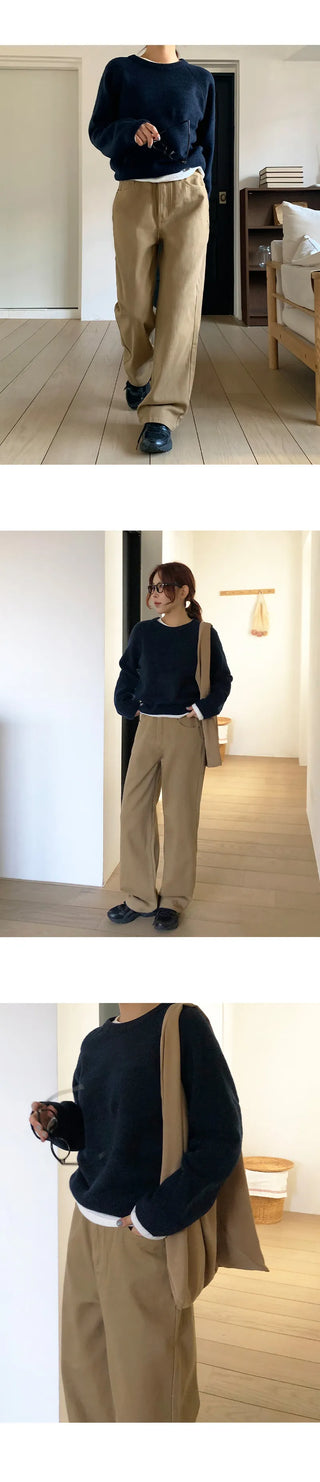 Claw Brushed Semi Wide Cotton Pants