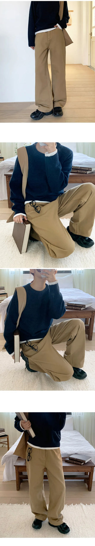 Claw Brushed Semi Wide Cotton Pants