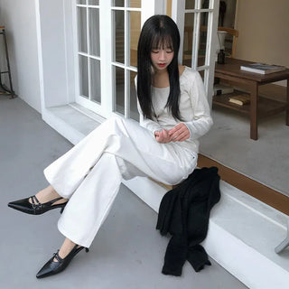 Claw Brushed Semi Wide Cotton Pants