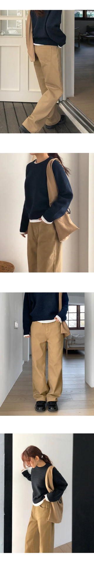 Claw Brushed Semi Wide Cotton Pants