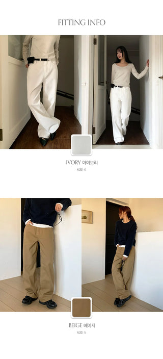Claw Brushed Semi Wide Cotton Pants