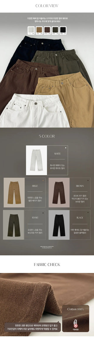 Claw Brushed Semi Wide Cotton Pants