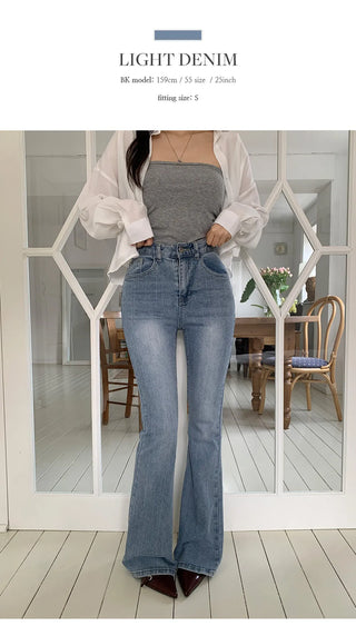 Teens Back Pocket Stretch Bootcut Denim Cotton Pants