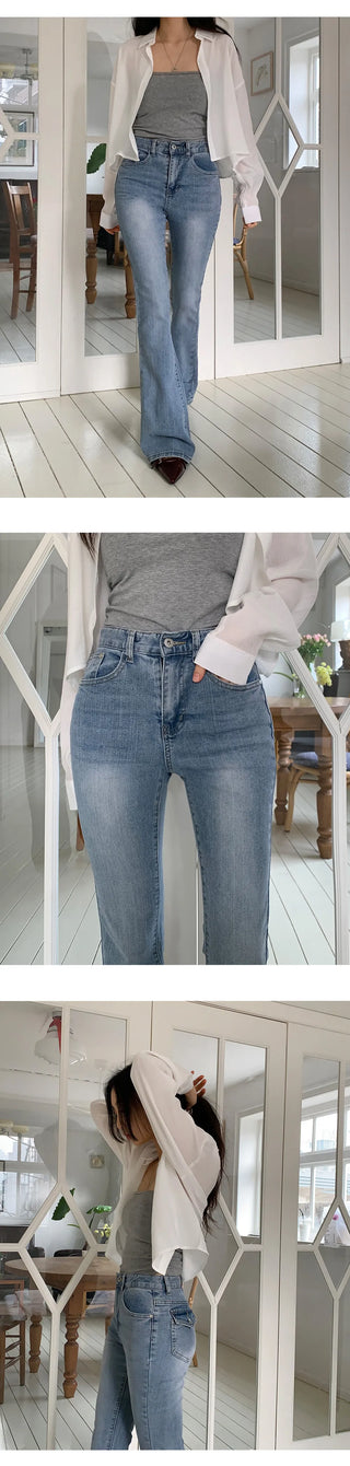 Teens Back Pocket Stretch Bootcut Denim Cotton Pants
