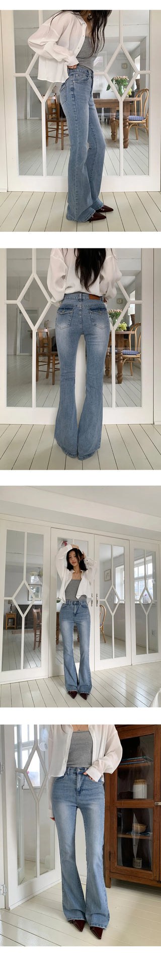Teens Back Pocket Stretch Bootcut Denim Cotton Pants