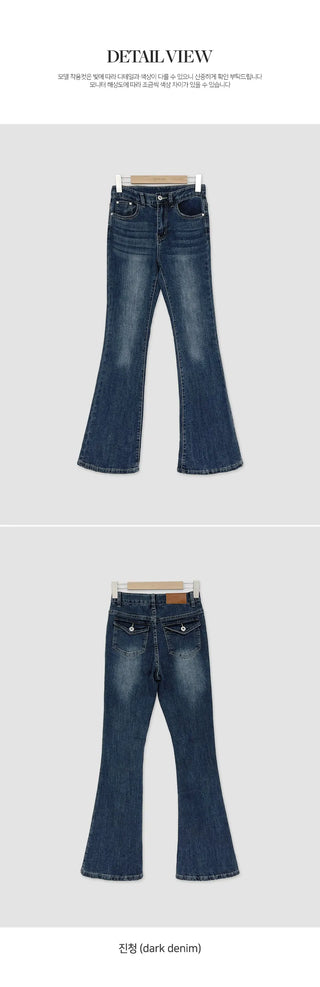 Teens Back Pocket Stretch Bootcut Denim Cotton Pants