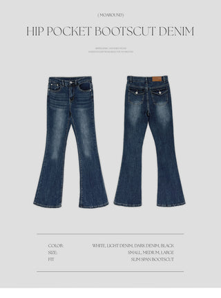 Teens Back Pocket Stretch Bootcut Denim Cotton Pants