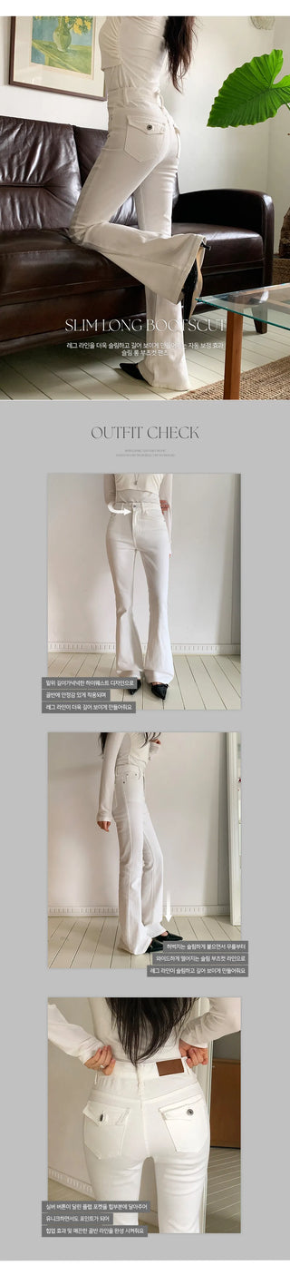 Teens Back Pocket Stretch Bootcut Denim Cotton Pants
