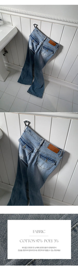Teens Back Pocket Stretch Bootcut Denim Cotton Pants