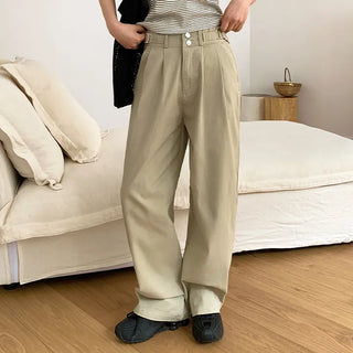 Eblan Bijo Two Button Pintuck Wide Pants