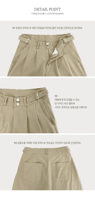 Eblan Bijo Two Button Pintuck Wide Pants