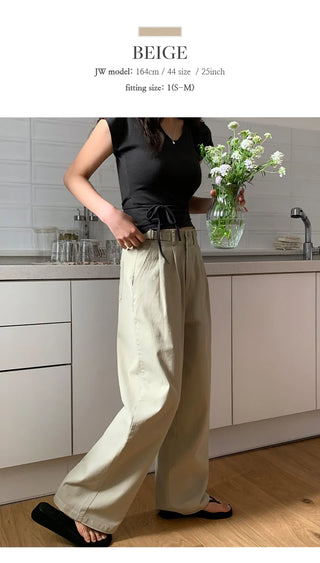 Eblan Bijo Two Button Pintuck Wide Pants