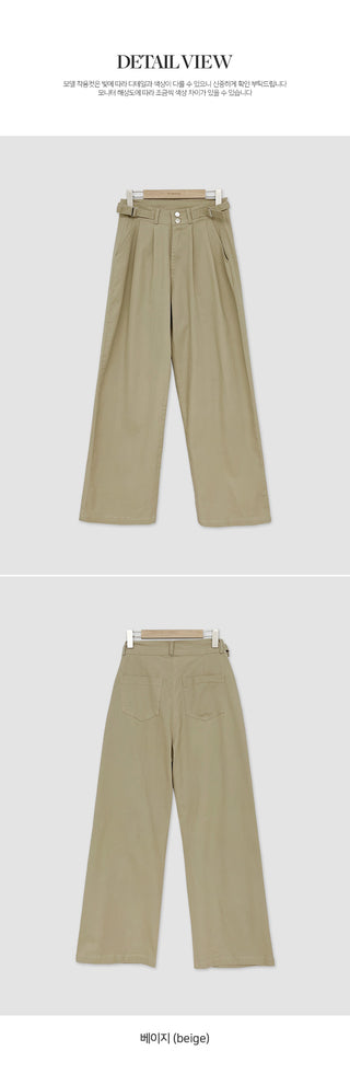 Eblan Bijo Two Button Pintuck Wide Pants