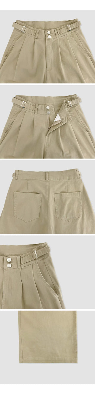 Eblan Bijo Two Button Pintuck Wide Pants