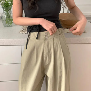 Eblan Bijo Two Button Pintuck Wide Pants