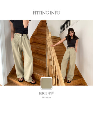 Eblan Bijo Two Button Pintuck Wide Pants