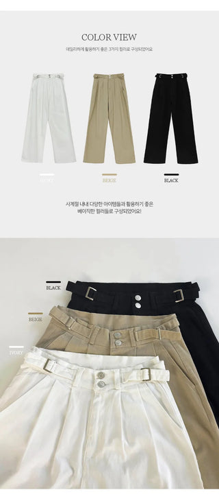 Eblan Bijo Two Button Pintuck Wide Pants