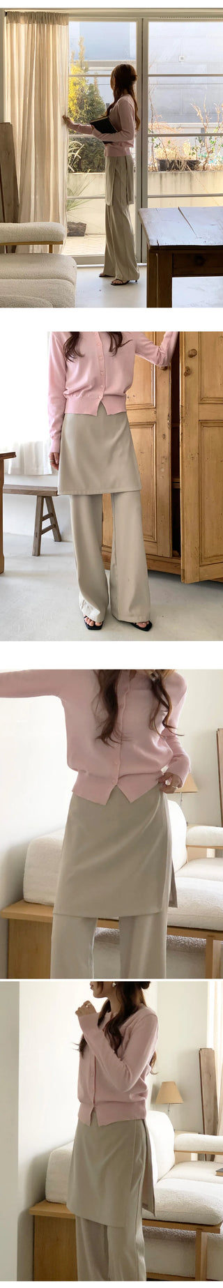 Hayville Wrap Skirt Layered Wide Slacks