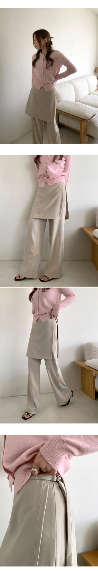 Hayville Wrap Skirt Layered Wide Slacks