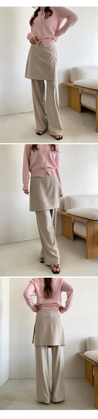 Hayville Wrap Skirt Layered Wide Slacks