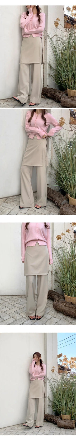 Hayville Wrap Skirt Layered Wide Slacks