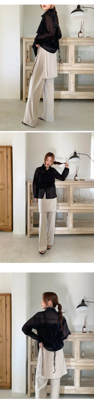 Hayville Wrap Skirt Layered Wide Slacks