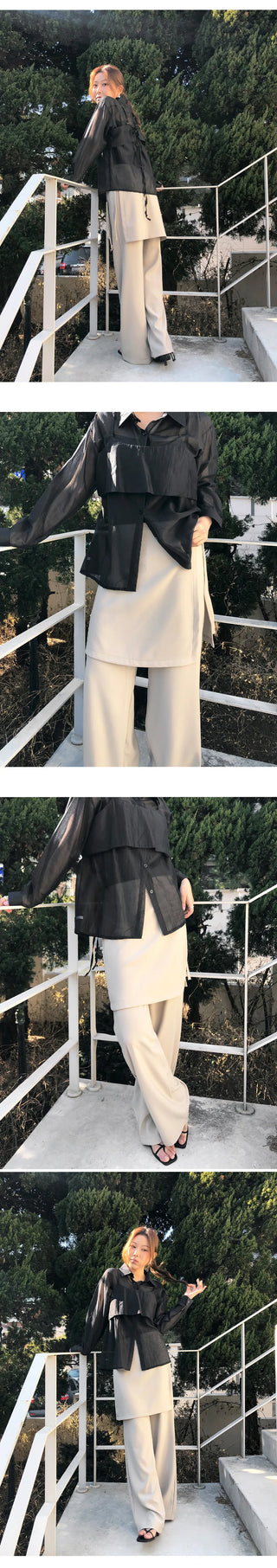 Hayville Wrap Skirt Layered Wide Slacks