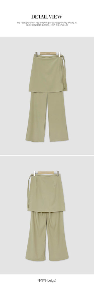 Hayville Wrap Skirt Layered Wide Slacks