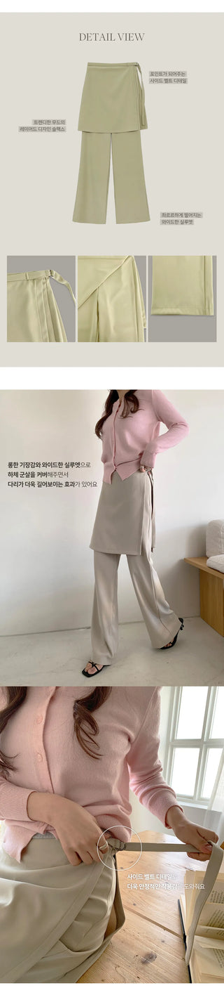 Hayville Wrap Skirt Layered Wide Slacks