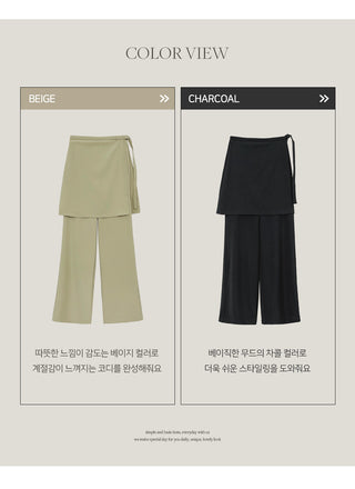 Hayville Wrap Skirt Layered Wide Slacks
