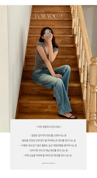 Orangee Vintage Washed Wide Denim Pants