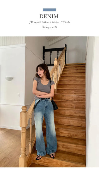 Orangee Vintage Washed Wide Denim Pants