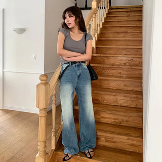 Orangee Vintage Washed Wide Denim Pants