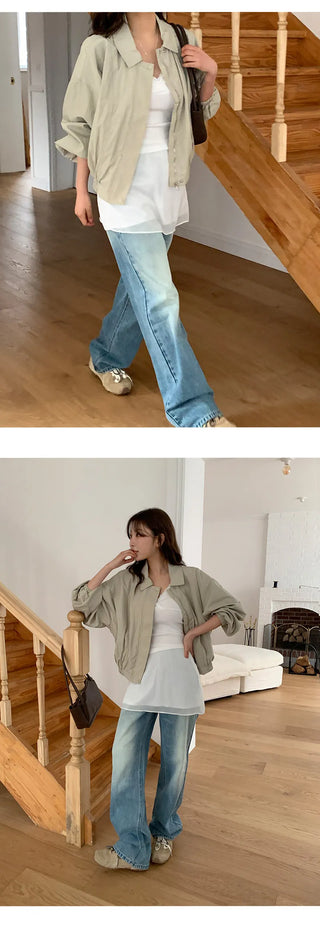Orangee Vintage Washed Wide Denim Pants